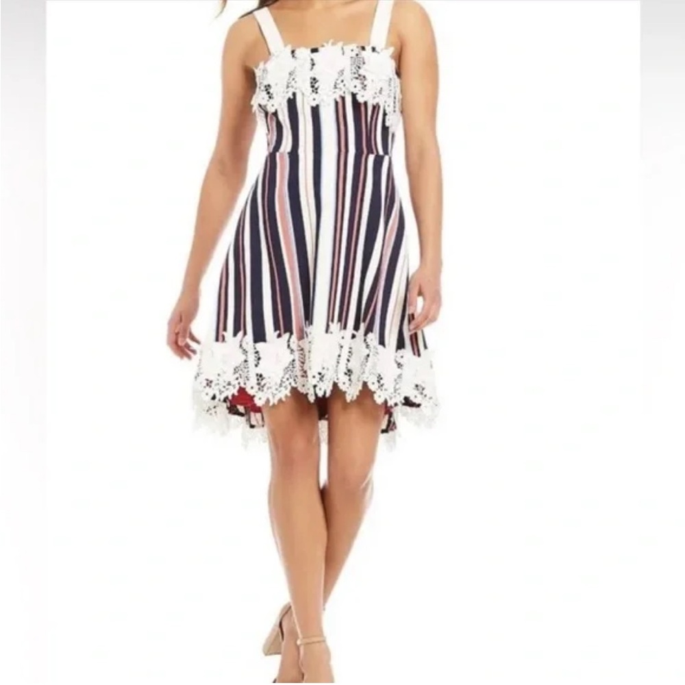Badgley Mischka Coral and White Dress